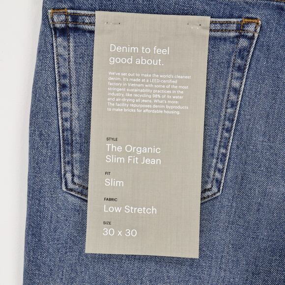 NWT Everlane Men's The Organic Cotton Slim-Fit Jean In Thrift Blue Size 30x30 - Picture 7 of 11
